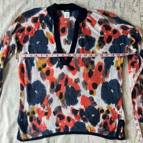 J Crew 100% Linen Floral abstract Sweater - Picture 6 of 8